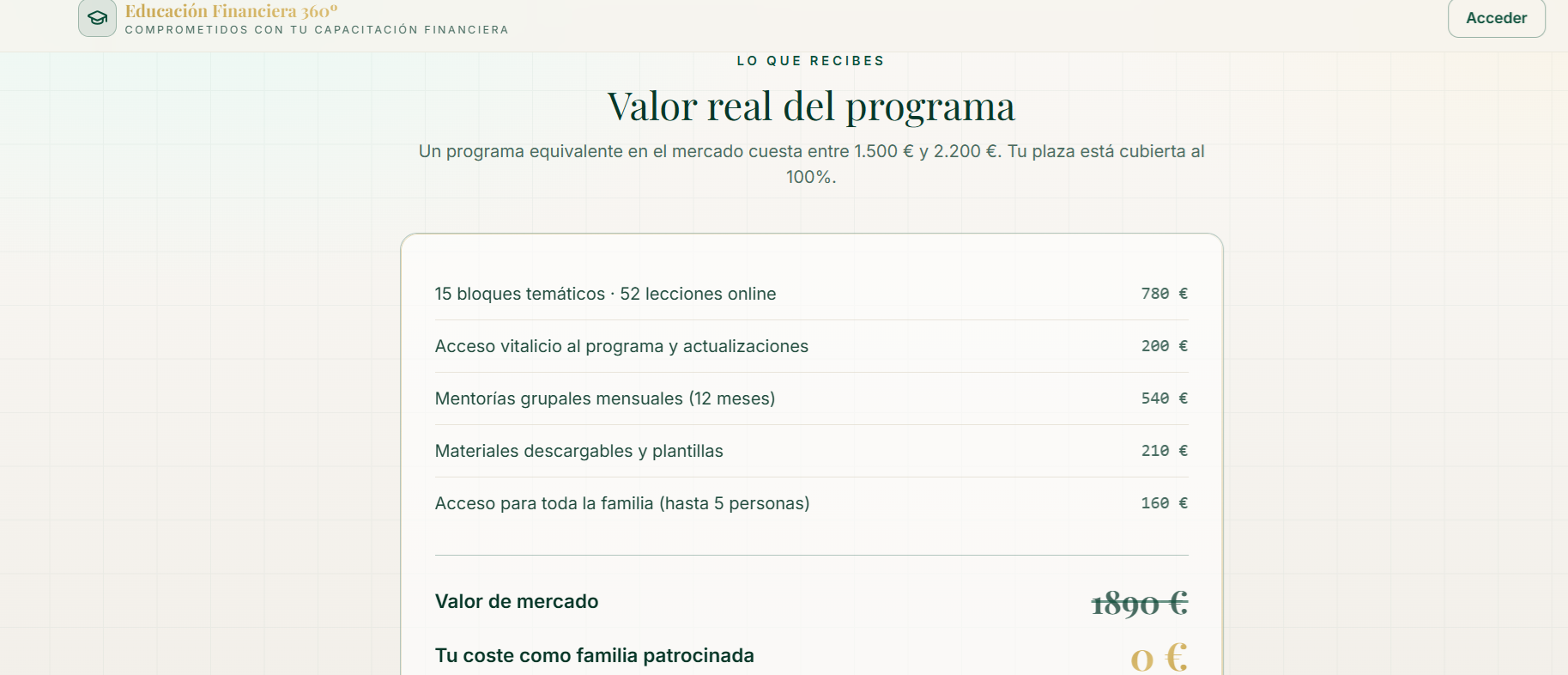 Portada de Programa de Educación Financiera para familias 360º
