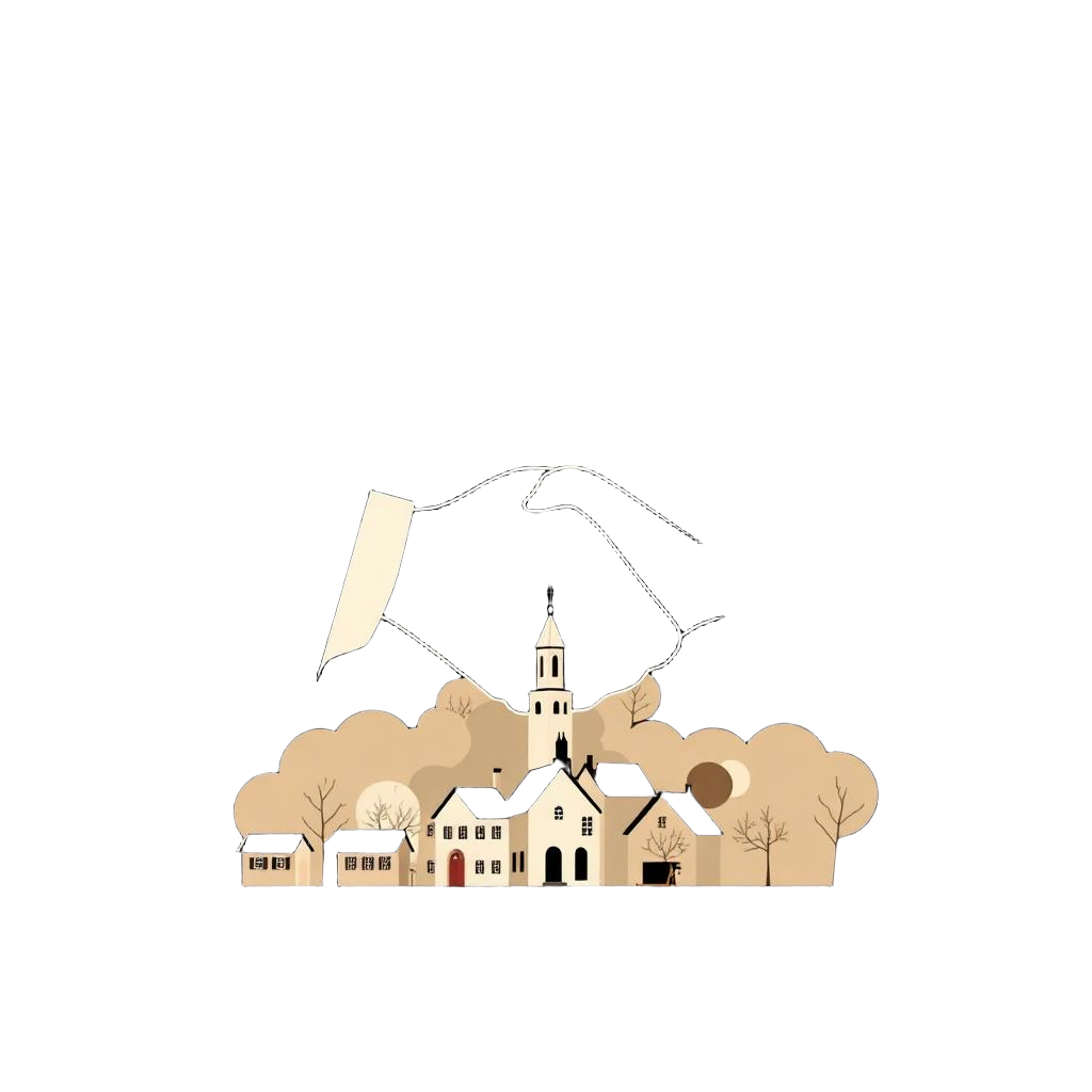 Ilustración editorial de un municipio local